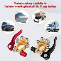 JatilEr set 2 borne auto cu eliberare rapidă, 4 căi, conectori din alamă, 12V 24V 60V, pentru mașină, camion, barcă, rulotă 6