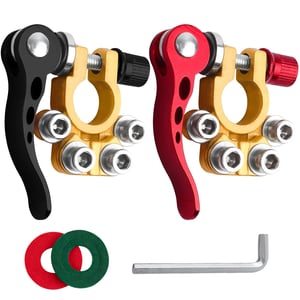 JatilEr set 2 borne auto cu eliberare rapidă, 4 căi, conectori din alamă, 12V 24V 60V, pentru mașină, camion, barcă, rulotă