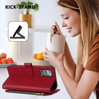 JayModCase Prémiové flipové puzdro z PU kože na Samsung Galaxy Note 20 s magnetom, priehradkou na karty a stojanom – červené 5