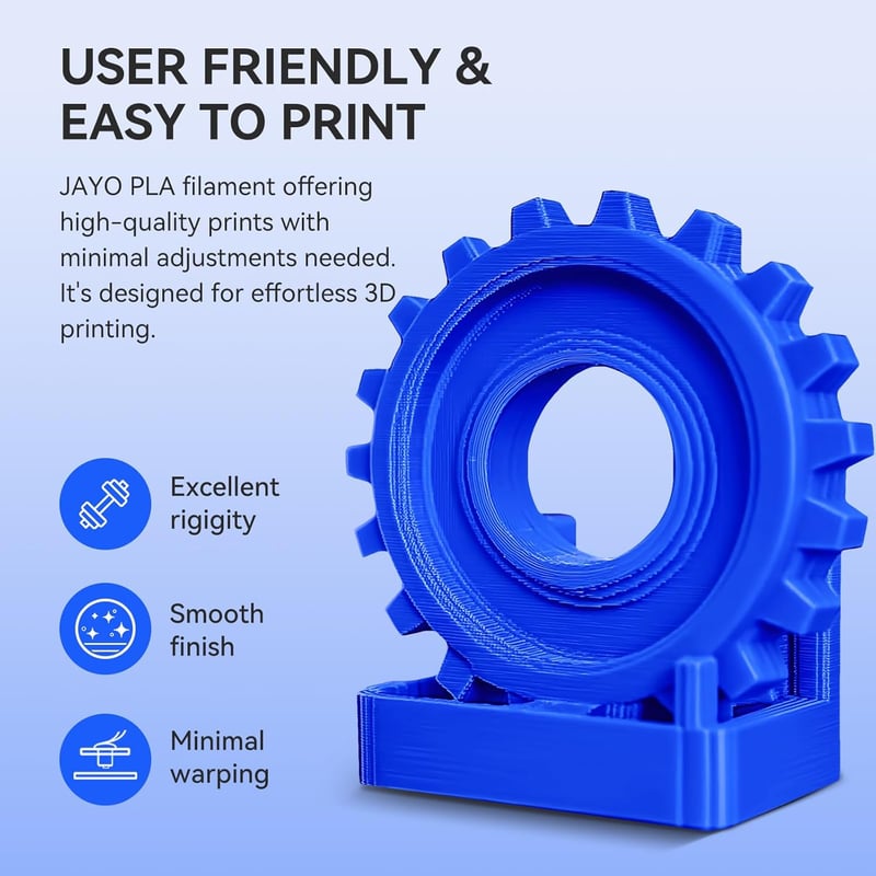 JAYO PLA Filament 1.75 mm 3D Nyomtatóhoz - Szürke, 1.1 kg Tekercs, Precíz Méretpontosság, Tisztán Tekert Szál, 3D Nyomtatás