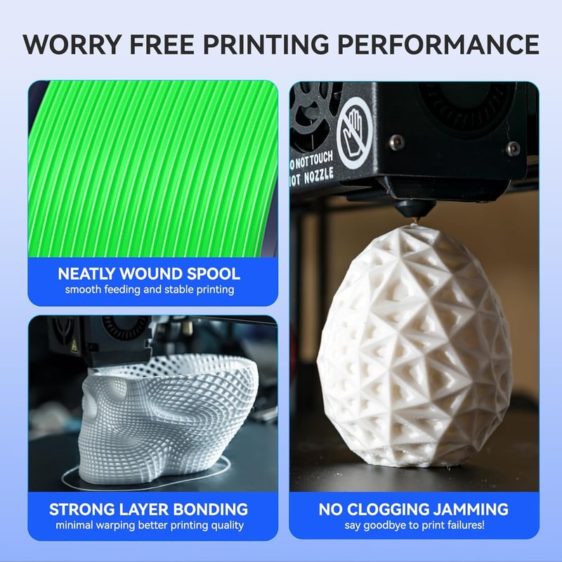 JAYO PLA Filament 1.75 mm 3D Nyomtatóhoz - Szürke, 1.1 kg Tekercs, Precíz Méretpontosság, Tisztán Tekert Szál, 3D Nyomtatás