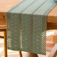 Jayusaror Zöld Makramé Asztali Futó 30x140cm Boho Farmhouse Stílusú - 30 x 140 cm, Sage Green 1