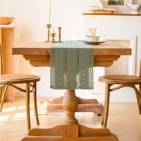 Jayusaror Zöld Makramé Asztali Futó 30x140cm Boho Farmhouse Stílusú - 30 x 140 cm, Sage Green 2