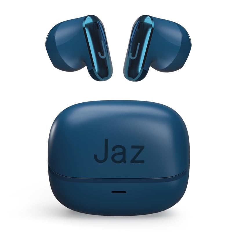 Bezdrôtové slúchadlá JAZ Orion Semi-In-Ear True Wireless Stereo modré, ultra kompaktné nabíjacie puzdro, vstavaný mikrofón, dotykové ovládanie, 20-hodinová výdrž batérie, inteligentné