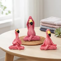 JazRvr Flamingo Dekoracija za vrt i dnevni boravak, set figura za jogu s 3 poze flaminga, ružičasti vrtni ukras 6