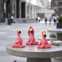JazRvr Flamingo Dekoracija za vrt i dnevni boravak, set figura za jogu s 3 poze flaminga, ružičasti vrtni ukras 5