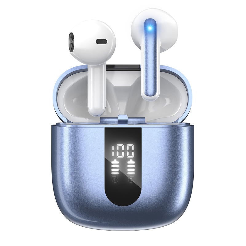 JBES Bluetooth 5.4 in-ear fülhallgató, 6 ENC mikrofon, 60 óra, IP5, USB-C - kék
