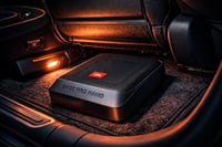 Aktívny kompaktný subwoofer do auta JBL BassPro Nano pod sedadlo, 15x20 cm, 200W, čierny set 9