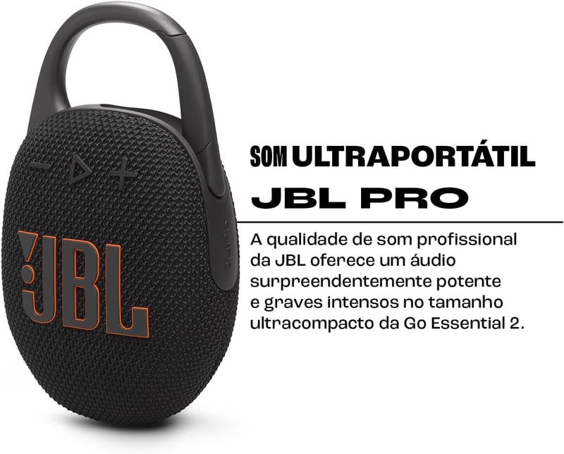 JBL Clip 5 Fekete Hordozható Bluetooth Hangszóró Vízálló Porálló 12 Óra Üzemidő - Black