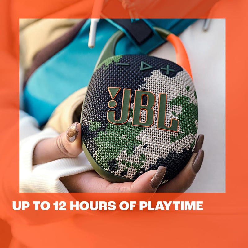 JBL Clip 5 Fekete Hordozható Bluetooth Hangszóró Vízálló Porálló 12 Óra Üzemidő - Black