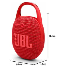 JBL Clip 5 Hordozható Bluetooth Hangszóró Piros Karabinerrel IP67 Vízálló 12 Óra Akkumulátor JBL Pro Sound Mély Basszus 10
