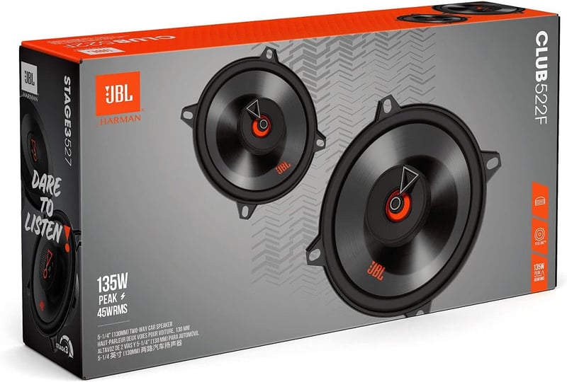 JBL Club 522F 2-utas autóhifi hangszóró szett 135W fekete 13cm - Single, Club
