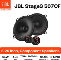 Set difuzoare auto JBL Harman Kardon Stage3 507CF 135W sistem de componente pe 2 căi 13 cm 130 mm cu tweeter negru 6