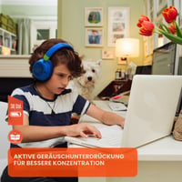Detské slúchadlá JBL JR 460 NC s potlačením hluku, modré – s technológiou JBL Safe Sound, 30-hodinová výdrž prehrávania 5