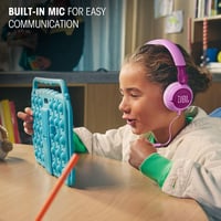 Káblové detské slúchadlá na uši JBL Junior 320 modré s mikrofónom, JBL Safe Sound, 12 mm mäkkými vankúšikmi a nálepkami 4
