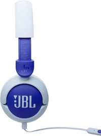 Káblové detské slúchadlá na uši JBL Junior 320 modré s mikrofónom, JBL Safe Sound, 12 mm mäkkými vankúšikmi a nálepkami 7