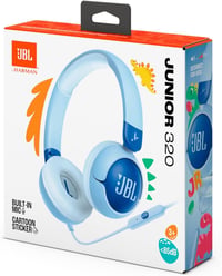 Káblové detské slúchadlá na uši JBL Junior 320 modré s mikrofónom, JBL Safe Sound, 12 mm mäkkými vankúšikmi a nálepkami 8