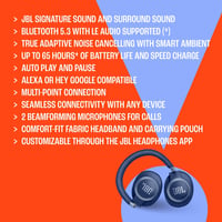 Căști Over-Ear Bluetooth JBL Live 770 NC cu anulare adaptivă a zgomotului, 65 de ore de autonomie a bateriei, asistent vocal - Alb 5