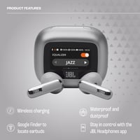 Bezdrôtové Bluetooth slúchadlá JBL Live Flex 3, s potlačením hluku, 50-hodinová výdrž batérie, odolnosť voči vode IP54, JBL Signature Sound, strieborné 3