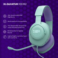 Drôtové herné slúchadlá cez uši JBL Quantum 100M2, 3,5 mm jack konektor, multiplatformová kompatibilita, odnímateľný mikrofón s funkciou stlmenia, čierne 2
