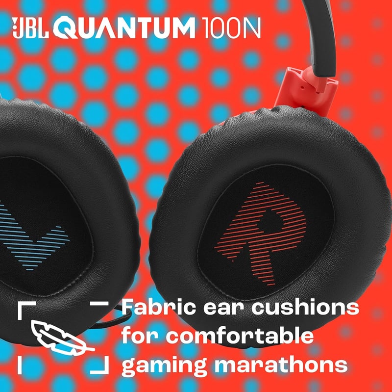 JBL Quantum 100N Gamer Fejhallgató Vezetékes Memóriahabos Mikrofon Nélkül - blue / red, 44J US