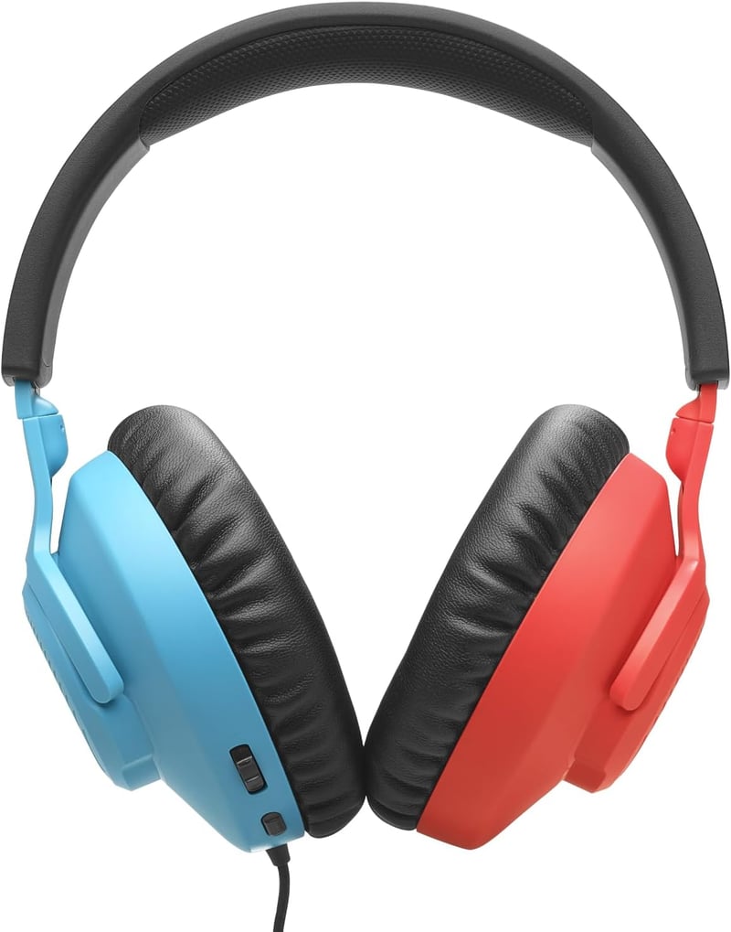 JBL Quantum 100N Gamer Fejhallgató Vezetékes Memóriahabos Mikrofon Nélkül - blue / red, 44J US