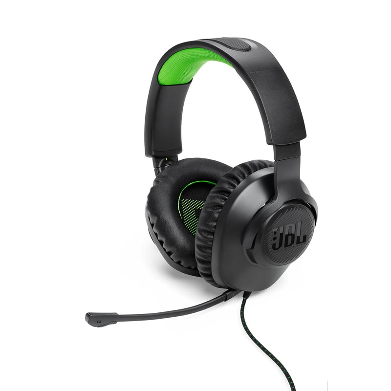 Herné slúchadlá JBL Quantum 100X – Káblové 3,5 mm jack – Odnímateľný mikrofón na ramienku – Kompatibilné s Xbox a inými platformami – Čierna/zelená