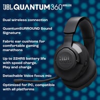 Căști de gaming JBL Quantum 360 Wireless, 2.4GHz/Bluetooth, microfon detașabil - negru 4