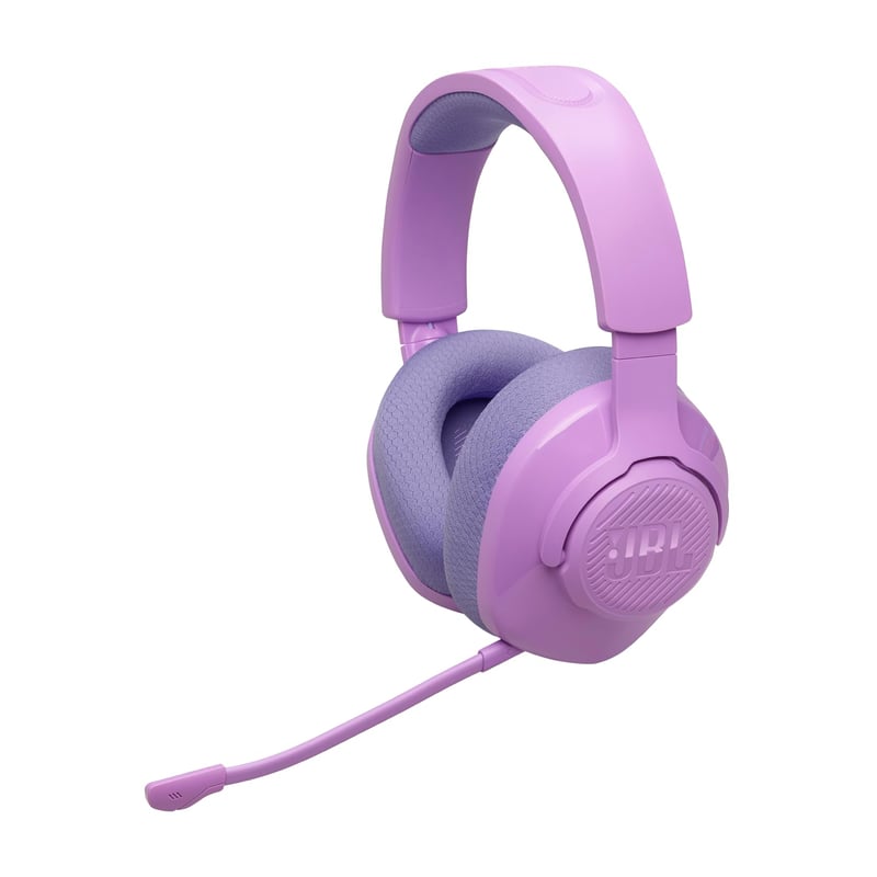 Herné slúchadlá JBL Quantum 360 Wireless, 2,4 GHz/Bluetooth duálne bezdrôtové pripojenie, 22-hodinová výdrž batérie, odnímateľný mikrofón, multiplatformové, fialové
