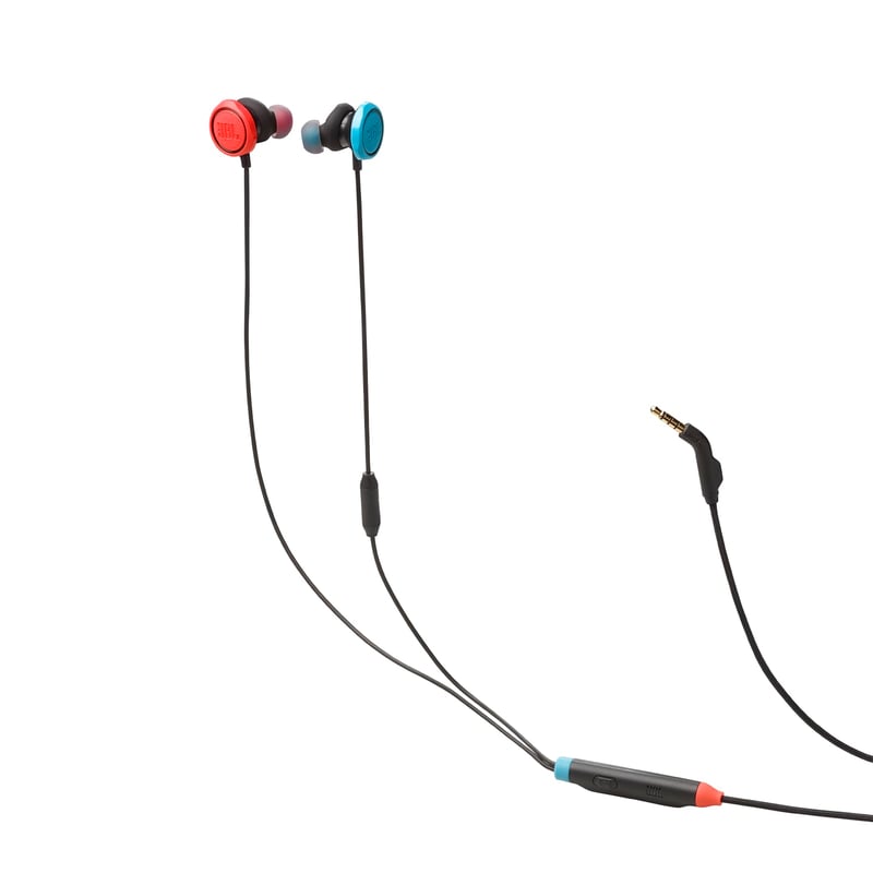 Căști Gaming cu fir JBL Quantum 50N, sunet QuantumSURROUND, Twistlock Comfort, multi-platformă, microfon, roșu-albastru