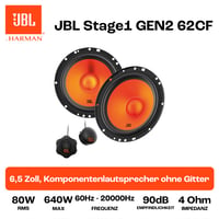 Set difuzoare auto pe componente JBL Stage1 GEN2 62CF 165mm (6,5") - 80W RMS 640W Max, 2 difuzoare bas + 2 tweetere, Harman Kardon 6