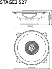 JBL Stage3 527 autóhifi hangszóró szett 200W 13cm 2-utas - 13 cm, 2-way coaxial (+ front) 6