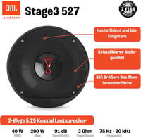 JBL Stage3 527 autóhifi hangszóró szett 200W 13cm 2-utas - 13 cm, 2-way coaxial (+ front) 3