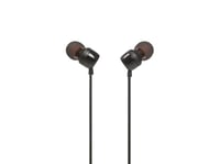 Slúchadlá do uší JBL Tune 110 s mikrofónom a diaľkovým ovládaním, plochým káblom odolným proti zamotaniu, čierne 1