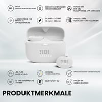 Bezdrôtové slúchadlá JBL Tune 130 NC TWS s Bluetooth, potlačením hluku, vodoodolnosťou, biele, výdrž batérie 40 hodín 3