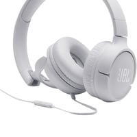 Káblové slúchadlá na uši JBL Tune 500 so vstavaným mikrofónom, hlasovým asistentom a 1-tlačidlovým diaľkovým ovládaním, biele 6