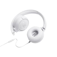 Káblové slúchadlá na uši JBL Tune 500 so vstavaným mikrofónom, hlasovým asistentom a 1-tlačidlovým diaľkovým ovládaním, biele 5