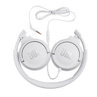 Káblové slúchadlá na uši JBL Tune 500 so vstavaným mikrofónom, hlasovým asistentom a 1-tlačidlovým diaľkovým ovládaním, biele 8