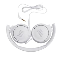 Káblové slúchadlá na uši JBL Tune 500 so vstavaným mikrofónom, hlasovým asistentom a 1-tlačidlovým diaľkovým ovládaním, biele 4
