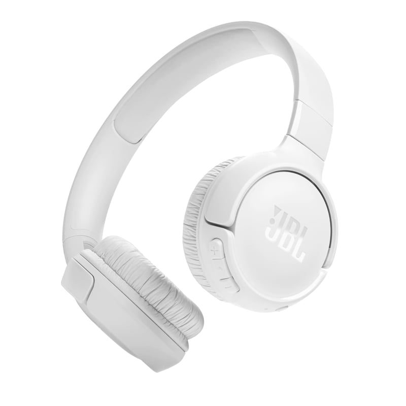 Bezdrôtové slúchadlá JBL Tune 520 BT – zvuk Pure Bass, Bluetooth, skladacia a ľahká konštrukcia, výdrž batérie 57 hodín – biele