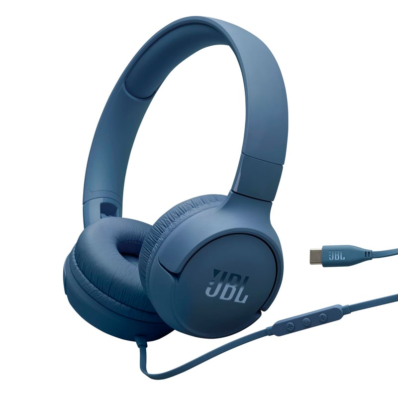 Căști cu fir JBL Tune 520C, supraauriculare, albastre - Sunet stereo on-ear