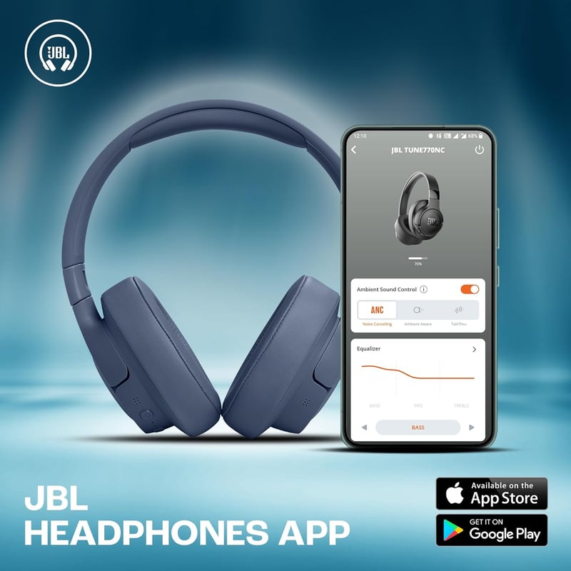 JBL Tune 770NC vezeték nélküli fejhallgató aktív zajszűréssel, 70 órás akkumulátor - blue