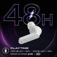 Bezdrôtové slúchadlá JBL Tune Beam s Bluetooth 5.3, aktívnym potlačením hluku, 48-hodinovou výdržou batérie a rýchlym nabíjaním, biele 5