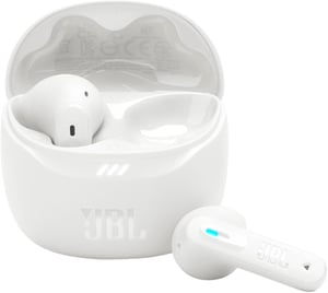 JBL Tune Flex 2 True Wireless Bluetooth slušalice, s aktivnim poništavanjem buke, IP54, baterija 48 sati, Multipoint, bijele - rabljene