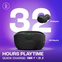 Bezdrôtové slúchadlá JBL Wave Buds do uší s odolnosťou proti vode IP54 a IPX2, silnými basmi a 32-hodinovou výdržou batérie – čierne 5