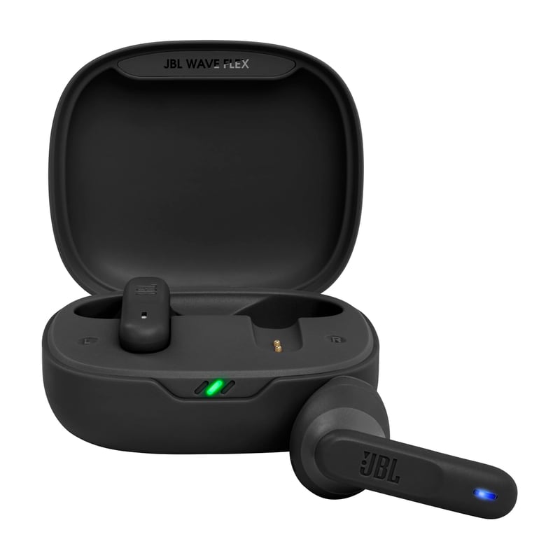 Bezdrôtové slúchadlá JBL Wave Flex s odolnosťou voči vode IP54 a IPX2, technológiami TalkThru a AmbientAware, 32-hodinovou výdržou batérie, čierne