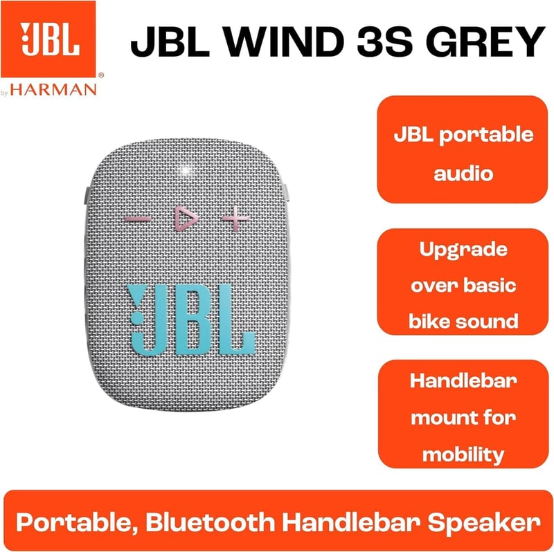JBL Wind 3S szürke hordozható Bluetooth hangszóró, IP67 vízálló, 5W, 5 óra akkumulátor - grey