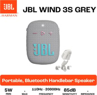 JBL Wind 3S szürke hordozható Bluetooth hangszóró, IP67 vízálló, 5W, 5 óra akkumulátor - grey 3