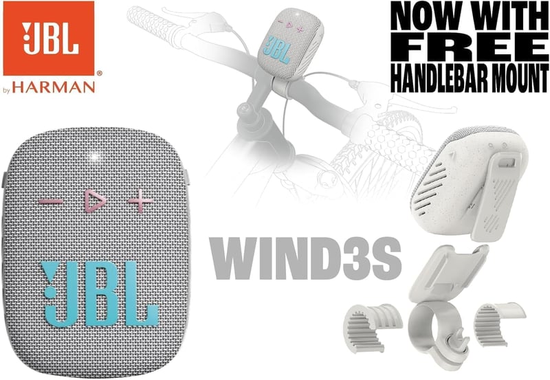 JBL Wind 3S szürke hordozható Bluetooth hangszóró, IP67 vízálló, 5W, 5 óra akkumulátor - grey