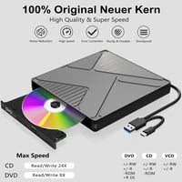 JBonest külső CD DVD meghajtó USB 3.0 Type-C, hordozható író +/-RW, laptophoz asztalihoz MacBookhoz Windows Linux Mac OS 4